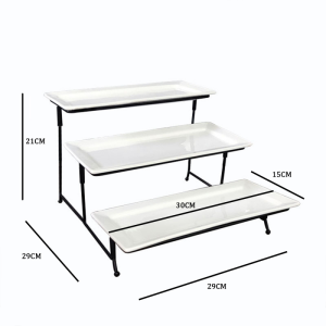 3 Tier Rectangular Serving Platter Set with Metal Rack Cupcake Tray Stand Dessert Sisplay Stand Buffet Set Fruit Tray Entertainment Serving Tray for Wedding Birthday Party Buffet Tray Set Home KTV