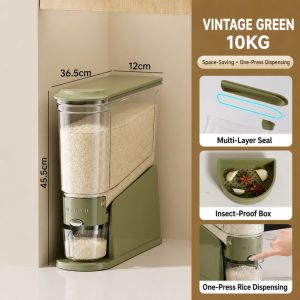 Rice Container 5kg/10kg Airtight Rice Dispenser Visible Grain Storage Box Insect Proof with Measuring Cup Space Saving