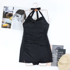 Women Swimsuit Conservative Slim One-Piece Swimsuit Plain Bikini Tankini Swimwear With Cover Up Plus Size Flat Angle Beachwear Beach Suit