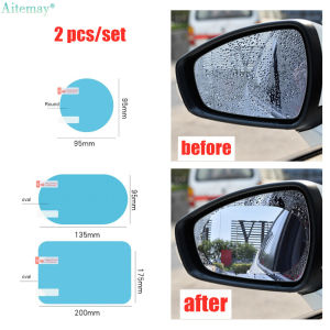 Aitemay 2pcs Rainproof Car Mirror Window Clear Film Membrane Anti Fog Anti-glare Waterproof Sticker Driving Safety