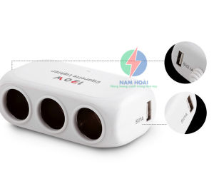 Tẩu Sạc Nhanh XUNNIU 12-24V 80W 2 Cổng USB Kèm 3 Cổng Sạc Xe Hơi