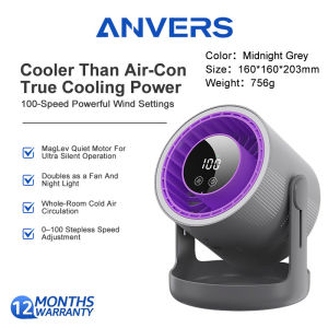Anvers C1 Portable Wall Mount Fan with LED Light 3600mAh Silent Desk Turbo Air Circulation