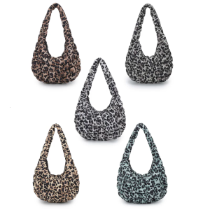Women Bag Simple Armpit Bag Trendy Handbag Fashion Commuting Bag Quilted Underarm Bag Leopard Print Shoulder Bag