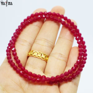 [XẢ KHO GIẢM SÂU] Vòng tay đá Ruby tổng hợp cắt giác quấn 2 vòng