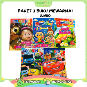 Paket 3 Buku Mewarnai dan Belajar Anak Buku Gambar Anak Belajar Mewarnai Besar Jumbo