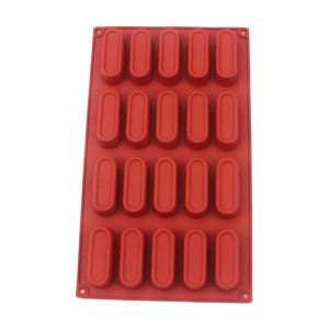 Khuôn Sô Cô La Dải Dài Hình Elip Lõm Silicon 20 Lỗ Khuôn Bánh Xà Phòng Thủ Công Tráng Miệng Kiểu Pháp Mousse Cấp Thực Phẩm 2026