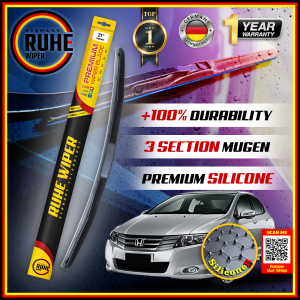 Ruhe Wiper Honda City TMO 2008 - New Present Original High Quality Mugen Silicone Car Wiper Silicon Kereta Wischer Windshield OEM Wiper Blade Glass Effervescent Cleaner Car Accessories Aksesori Wiper Kereta Viper (1 Sets)