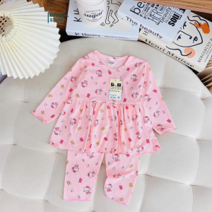 [M2] Bộ Dài Tay Dáng Baby Doll bộ tăm lạnh cho bé gái đồ bộ thu đông cho bé họa tiết in kín size 6-16KG