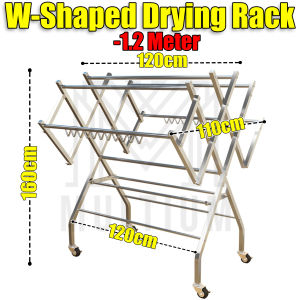 Foldable Stainless Steel W Shape 1.2M Laundry Rack Clothes Drying Rack Portable Foldable with Wheels Clothes Drying Rack Drying Rack Multifunction Laundry Drying Rack