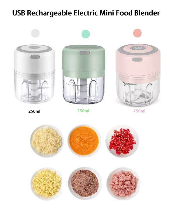 USB Rechargeable Electric Mini Food Blender 250ml | Garlic Chopper ...