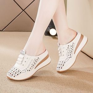 Free Shipping WomenS Thick-Soled Half Slippers 2026 Summer New Style Soft-Soled Wedge Heel One-Strap Design Height-Increasing Breathable And Non-Slip Clogs