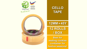 Easy Hand Tear Cello Tape (Cellotapes) 12mm x 45yards (12 ROLLS) SB17-12