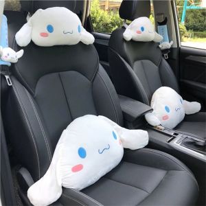 FLOW TOP Safety Cartoon Car Decoration Neck Support Anime Cinnamon Dog Plush Toys Cinnamon Dog Seat Cushion Car Neck Pillow Car Headrest