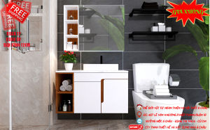 Tủ gương lavabotủ chậu liền khối tủ kệ nhà vệ sinh chịu nước NHỰA PVC PIMOCAT CAO CẤP bảo hành 5 năm
