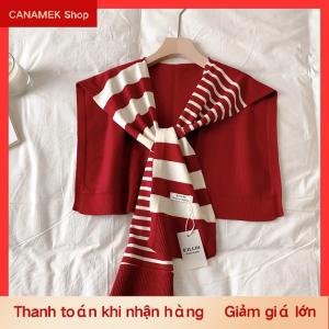 CS Mới phù hợp với màu đen và trắng dệt kim sọc tất cả phù hợp với trang web trang trí thời trang màu đỏ cộng với kích thước cổ bảo vệ vai khăn choàng