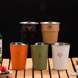 ANGFEW Stainless Steel Camping Cup Portable Simple Water Cup Party Supplies Heat-resistant Tea Cup Outdoor