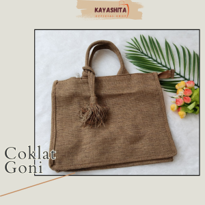 Tas Wanita Tote Bag Bahan Goni Polos Etnik