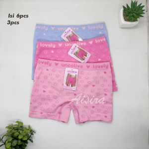 UNCO 6pcs 3pcs Celana Dalam Anak Perempuan Usia 3 - 13 Tahun Bahan Adem Nyaman / CD Boxer Anak Cewek