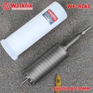[CHUÔI DÀI] Mũi Khoan Rút Lõi Phi 63 Chui Dài 130mm WORKFIX WF-RL63 63x155m Kèm Chuôi Và Định Tâm