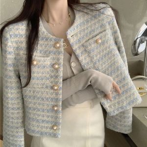 S-XL Pearl Button Small Fragrant Coat
