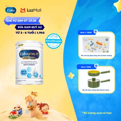 [CHỈ TỪ 20H 07/08-10/08 MUA LÀ CÓ QUÀ] Sữa bột Enfagrow A2 Neuropro 4 1.7kg giúp dễ tiêu hóa hấp thu dành cho trẻ 3-6 tuổi