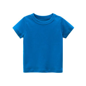 Kids New Cotton Solid Color Short Sleeve Tee for Boys and Girls 1-9 Years Old