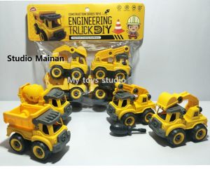 MAINAN DIY EDUKATIF ANAK TRUCK DIY MILITER TRUCK CONTRUCTION DIY PEMADAMA MAINAN MOBIL BINGKAR PASANG