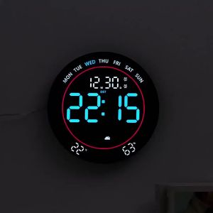 LED Multi-Function Wall Clock with Digital Display and Automatic DST Adjustment Remote Control Alarm Clocks Wall Light ClockFast shipping