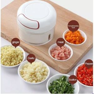 Blender Tarik Manual Bawang Putih Mini Praktis Desain Tarik Tangan Pemotong Daging Buah Sayuran