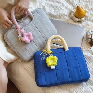 DUDAN 14 Inch Laptop Sleeve Puffy Portable Tablet Carring Case Cute with Pendant Tablet Cover For Women