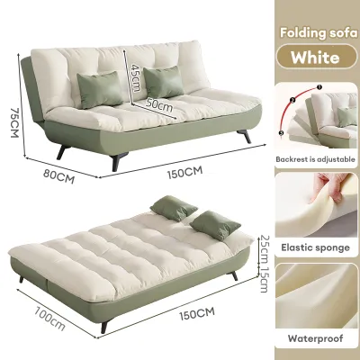 Ditto Foldable Sofa Bed Lazy Sofa Multifunctional Sofa Folding Sofa small apartmentsofa bed White/Green Sofa Chair Give pillow