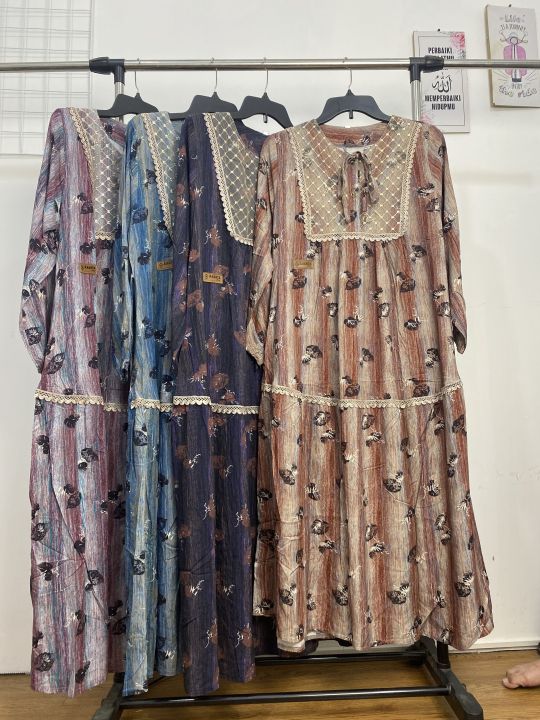 Dress Midi Motif Tille Rayon Premium - Gamis Wanita Midi Dress Rayon Motif  | Lazada Indonesia