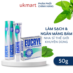 Kem Đánh Răng Eucryl 62g Bột Tẩy Trắng Răng Eucryl 50g Giúp Sạch Miệng Trắng Răng Hơi Thở Thơm Mát