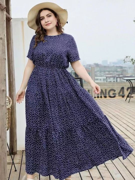 new polka dotts maxi dress fashion women casual dresses