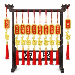 FZIPUA Gold Plated Year Hanging Red Tag Plate Sheep Zodiac Zodiac Ornament 2027 Red Tassel Spring Charm Spring Festival