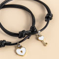 Harga Grosir - (2PCS) Gelang Kunci Love Couple / Gelang Couple Liontin Gembok Love Kunci Tali Korea / Gelang Pasangan. 