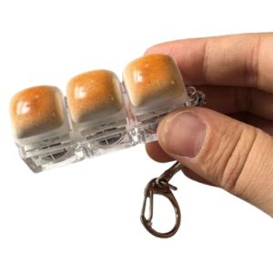 LABAICAI Creative Keyboard Keychain Toy Portable Cute Fidget Keycap Keychain Relaxing Toy Bread Keycap Keyboard Button Keyring Stress Relief