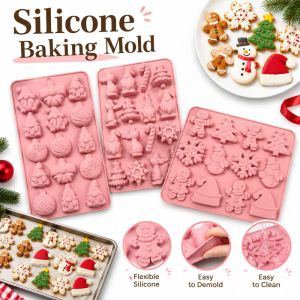 NALANILI Không dính Khuôn làm bánh Giáng sinh Người bánh gừng Tự làm đồ thủ công Khuôn silicon Lỗ 12/15/16 Khuôn làm kem Trang trí bánh cho dịp lễ