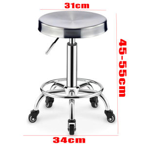 [[ พร้อมส่ง!! ]] เก้าอี้ สแตนเลส กลม ตรวจโรค หมุนได้ มีล้อใช้งานสะดวก หมุนได้ 360 องศา แข็งแรง ทนทาน