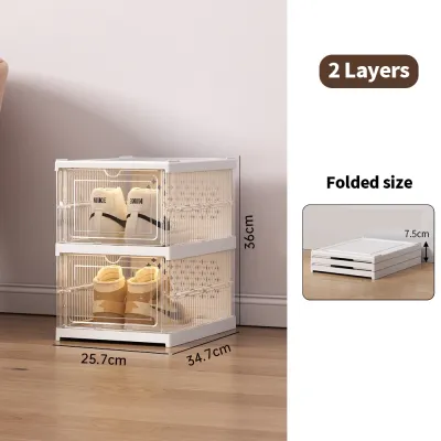 Shoe Box Storage 3/6/9 layer Hard Case Organizer Clear Plastic Stackable Foldable Shoe Holder Flip-open Shoe Cabinet Organizer Box Student Dormitory Assembled Dustproof and moisture-proof Shoe Rack