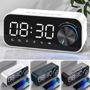 Mini Portable Bluetooth Speaker Smart Digital LED Alarm Clock Hi-Fi Super Bass Subwoofer Music Player Desktop Clock 迷你便携式蓝牙扬声器 智能数码LED闹钟 高保真超低音扬声器 音乐播放器桌面时钟