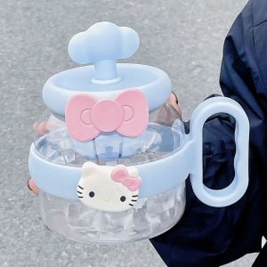 Dễ thương đám mây hình Hello Kitty chai nước có rơm cốc xách tay sức chứa lớn cho phụ nữ hoàn hảo cho văn phòng và sử dụng ngoài trời