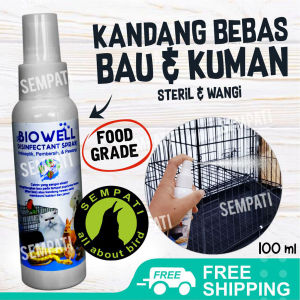SEMPATI Biowell Biowel Disinfektan Kandang Kucing Anjing Burung Penghilang Bau Pipis Kencing Kotoran Hewan Peliharaan Hamster Sugar Glider Kelinci Ular Kura-Kura Pembersih Kandang Semprotan Pewangi Kandang Cairan Antiseptik