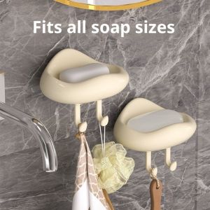 กล่องสบู่ติดผนังรูปเมฆพร้อมตะขอระบายน้ำห้องน้ำออกแบบจัดเก็บกันน้ำประหยัดพื้นที่