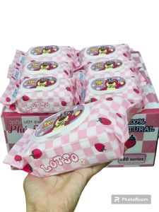 Thùng 24 gói khăn ướt Phú Đạt hình dâu tây đáng yêu/khăn ướt cho bé/khăn ướt không mùi an toàn cho bé không gây kích ứng da