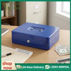 Large Capacity Lock Safe with Money Tray Secure Cash Box for Important Documents and Cash 11.81x9.45x3.54 inches