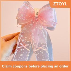 【ZTOYL】 Daisy Mesh Lace Bow Hairpin For Girls Childrens Hairgrip Clip Barrette Headwear Hair Accessories