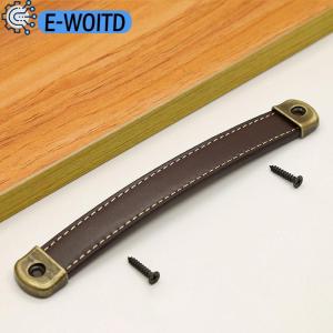 E-WOITD Furniture Handles Cowhide Wardrobe Drawer Door Pull Leather Kitchen Cabinet Handles Hardware Door Handle