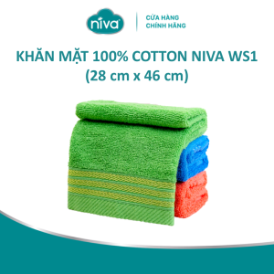 Combo 3 Khăn Mặt Cotton Tự Nhiên 100% Niva WS1 Mềm Mịn Thấm Hút Tốt An Toàn Cho Da Hoa Văn Kích Thước 280x460 mm