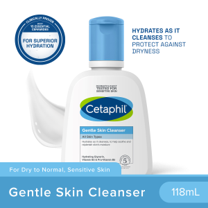 Cetaphil Gentle Skin Cleanser 118ml | Non-Drying Facial Wash for Sensitive Skin | With Glycerin Niacinamide (Vitamin B3) & Panthenol (Vitamin B5) | Paraben-Free Fragrance-Free Hypoallergenic & Non-Comedogenic